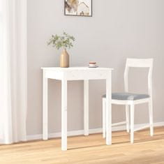 Vidaxl Jedilna miza bela 55x55x75 cm trdna borovina
