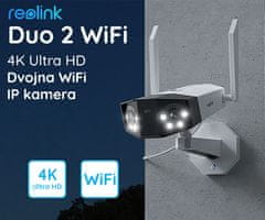 Reolink Duo 2 WiFi kamera , 4K UHD, 180°, bela