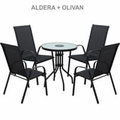 KONDELA Vrtni stol Aldera - temno siva/črna