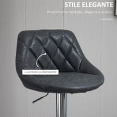HOMCOM HOMCOM Komplet 2 barskih stolčkov z nastavljivo višino, kovinsko podlago in sedežem iz usnja, sodobni vrtljivi stolčki z naslonom in podnožjem 46x48x83-104cm, črna
