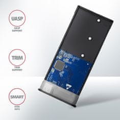 AXAGON EEM2-SB2, USB-C 3.2 Gen 2 - M.2 NVMe &amp; SATA SSD kovinski RAW box, brez vijakov, črn