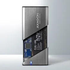 AXAGON EEM2-SB2, USB-C 3.2 Gen 2 - M.2 NVMe & SATA SSD kovinski RAW box, brez vijakov, črn