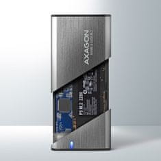 AXAGON EEM2-SB2, USB-C 3.2 Gen 2 - M.2 NVMe &amp; SATA SSD kovinski RAW box, brez vijakov, črn