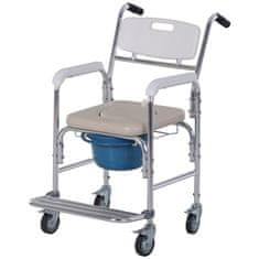 HOMCOM HOMCOM Vodoodporni invalidski voziček z WC sedežem iz umetnega usnja, 4 kolesa, odstranljiv WC sedež za starejše/invalide, 84 × 54 × 96 cm