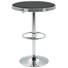 HOMCOM HOMCOM Moderna kuhinjska in barska miza, večnamenska okrogla miza iz kovine in črnega usnja, nastavljiva višina, Φ65x69-93cm