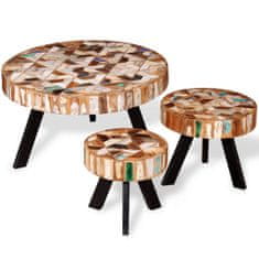 Greatstore 3-delni komplet klubskih mizic trden predelan les