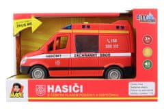 Gasilski avto na vztrajniku s pravim glasom posadke
