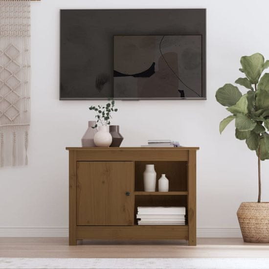 Vidaxl TV omarica medeno rjava 70x36,5x52 cm trdna borovina