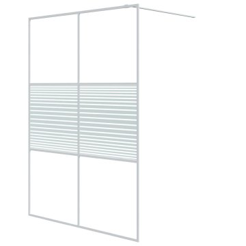 Vidaxl Pregrada za tuš bela 140x195 cm prozorno ESG steklo