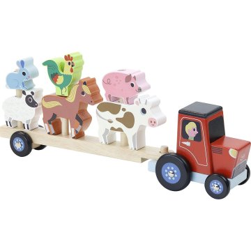 Vilac Leseni traktor z živalmi za montažo