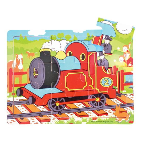 Bigjigs Toys Lesena sestavljanka Vlak 9 kosov