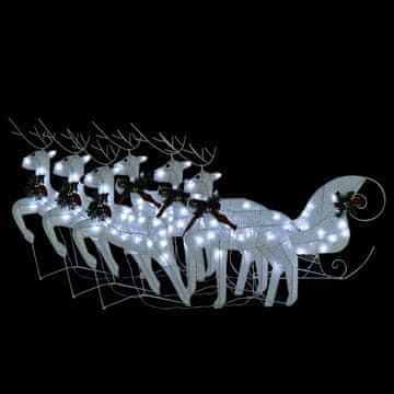 Vidaxl Severni jeleni s sanmi 140 LED lučk zunanji bele barve