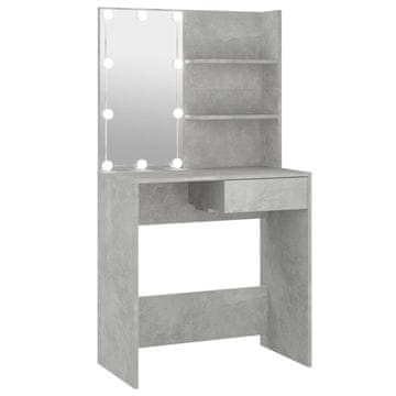 Vidaxl Toaletna mizica z LED lučkami betonsko siva 74,5x40x141 cm