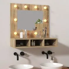 Greatstore Omarica z ogledalom in LED lučkami sonoma hrast 60x31,5x62 cm