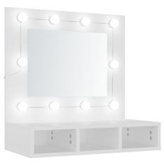 Omarica z ogledalom in LED lučkami bela 60x31,5x62 cm