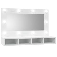 shumee Omarica z ogledalom in LED lučkami bela 90x31,5x62 cm
