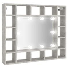 Vidaxl Omarica z ogledalom in LED lučkami betonsko siva 91x15x76,5 cm