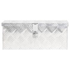 Vidaxl Škatla za shranjevanje srebrna 50x20,5x15 cm aluminij