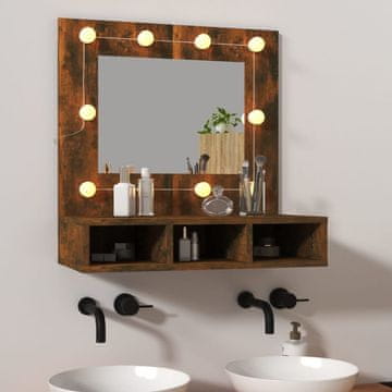 Vidaxl vidaXL Omarica z ogledalom in LED svetlobo dimljen hrast 60x31,5x62 cm