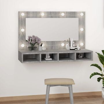 Vidaxl vidaXL Omarica z ogledalom z LED lučkami, siva, hrast sonoma, 90x31,5x62 cm