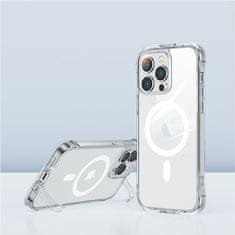 Joyroom Magnetni etui za iPhone 14 Plus oklepni etui s stojalom s kavlji prozoren