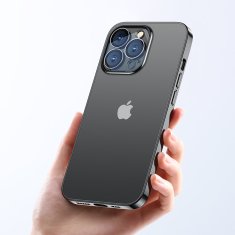 Joyroom Gel etui za iPhone 14 Plus, kovinska okvirna zaščita 14Q, črna