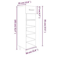 Vidaxl Omarica za čevlje dimljeni hrast 30x35x105 cm konstruiran les