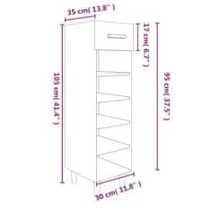 Greatstore Omarica za čevlje sonoma hrast 30x35x105 cm konstruiran les