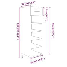Vidaxl Omarica za čevlje dimljeni hrast 30x35x105 cm konstruiran les