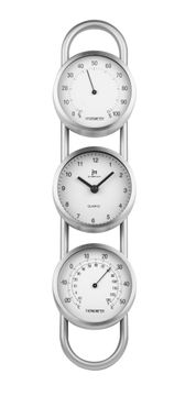 Lowell Stenska ura s prikazom temperature in vlage h40cm / srebrna / krom / inox