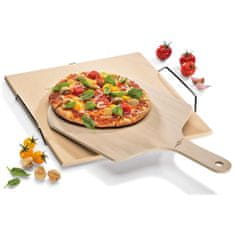 Küchenprofi Kamnita plošča za pizzo na inox stojalu 38x35,5cm