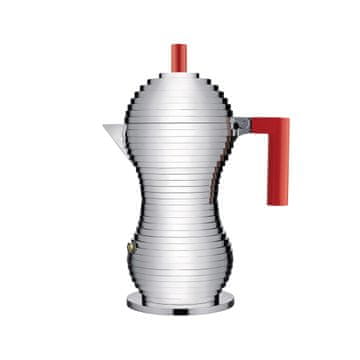 Alessi Pulcina kafetiera espresso za 6 skodelic / rdeč ročaj / indukcija / aluminij