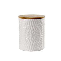 Doza za piškote - Cre biškotiera z lesenim pokrovom h16cm / keramika