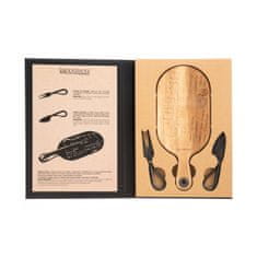 Brandani Industrial set 2kos noži za sir + deska za rezanje v daril. embalaži / inox, les