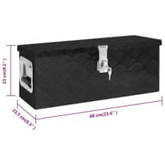Greatstore Škatla za shranjevanje črna 60x23,5x23 cm aluminij