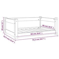 Greatstore Pasja postelja 75,5x55,5x28 cm trdna borovina