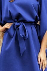Numoco Obleka z metulji in vezava v pasu Sofija kraljevski modra 2XL/3XL