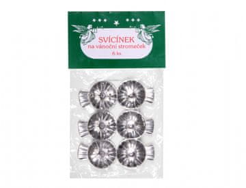 Svečnike za drevesa srebrni d3,8cm 6ks