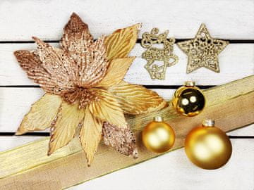 LAALU.cz Set 142 okraskov v luksuzni škatli GOLDEN GLITTER II za božična drevesca 240-270 cm