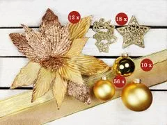 LAALU.cz Set 142 okraskov v luksuzni škatli GOLDEN GLITTER II za božična drevesca 240-270 cm