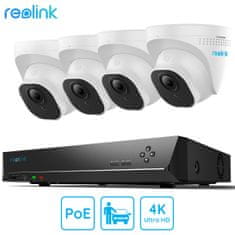 Reolink RLK8-800D4-A varnostni komplet, 1x snemalna enota (2TB HDD), 4x IP kamere D800, zaznavanje oseb/vozil, UHD, IP66, bel