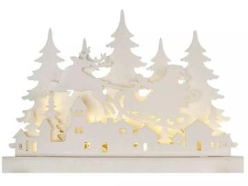 Emos 12 LED lesena dekoracija, božična vasica, 31 cm