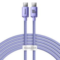 BASEUS Crystal Shine Series kabel USB za hitro polnjenje in prenos podatkov USB Type C - USB Type C 100W 2m vijolična (CAJY000705)