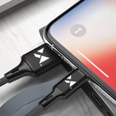 WOZINSKY Močan kabel z oplaščenim USB-C priključkom 2,4 A, 2 m, črn