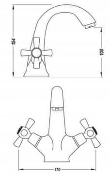 shumee Retro starinska medeninasta pipa za umivalnik z zamaškom, stoječa, Stilo