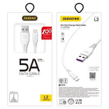 DUDAO Kabel za iPhone USB - Lightning 5A 2m bel