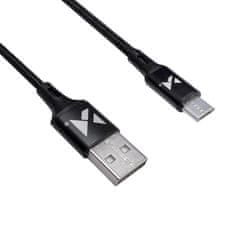 WOZINSKY Močan kabel z oplaščenim USB microUSB 2,4 A, 1 m, črn