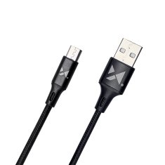 WOZINSKY Močan pleten kabel USB microUSB 2,4A 1m črn
