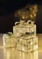 Emos 60 LED dekoracija, božična darila z okraski, bela, 3/1