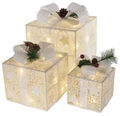 Emos 60 LED dekoracija, božična darila z okraski, bela, 3/1